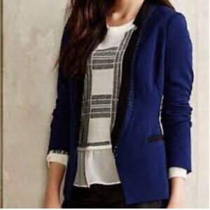 Anthropologie Cartonnier Navy Black Open Blazer
